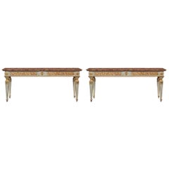 Pair of Italian Painted 19th Century Free Standing Consoles