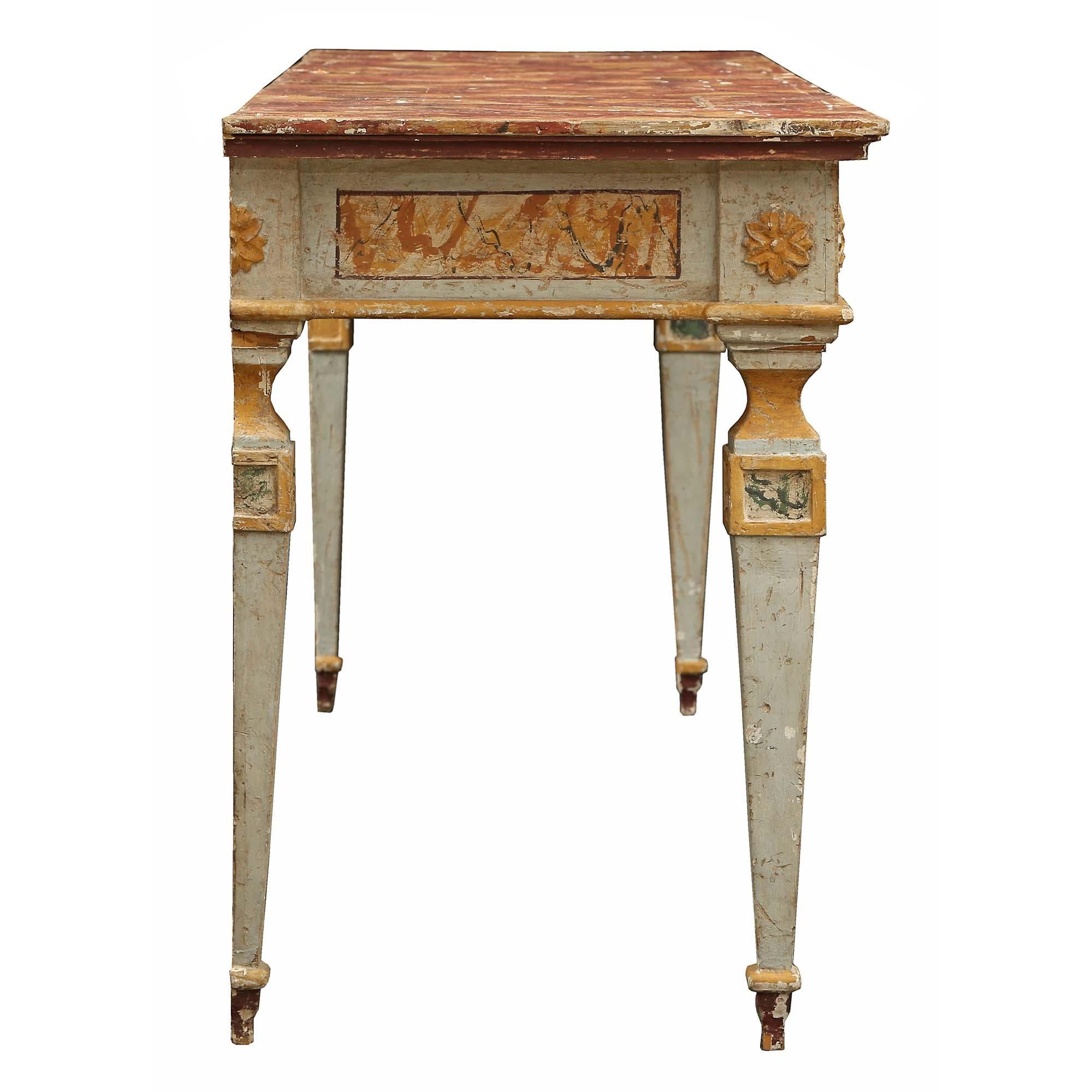 Wood Pair of Italian Painted 19th Century Free Standing Consoles For Sale