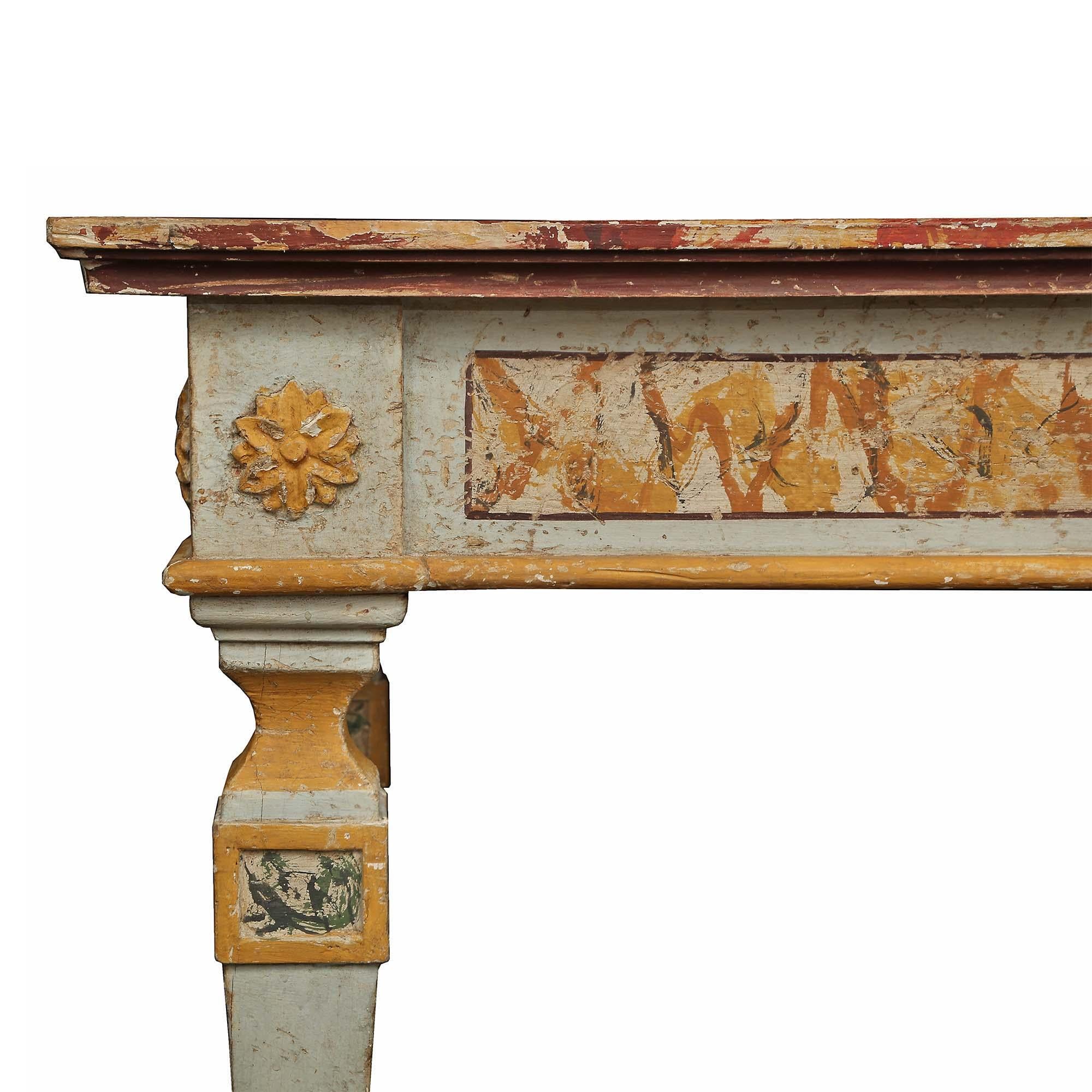 Pair of Italian Painted 19th Century Free Standing Consoles For Sale 3