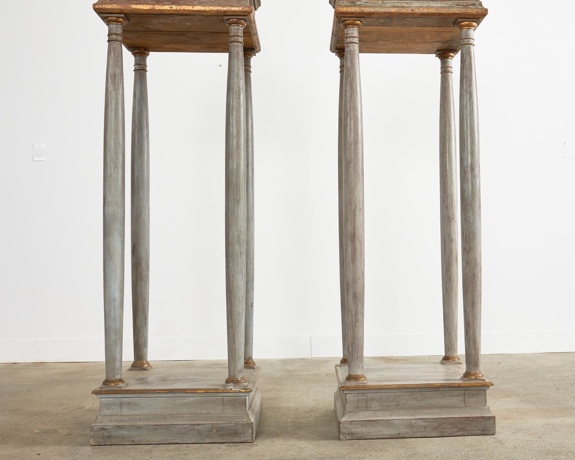 Pair of Italian Painted Altar Display Pedestal Vitrines For Sale 1