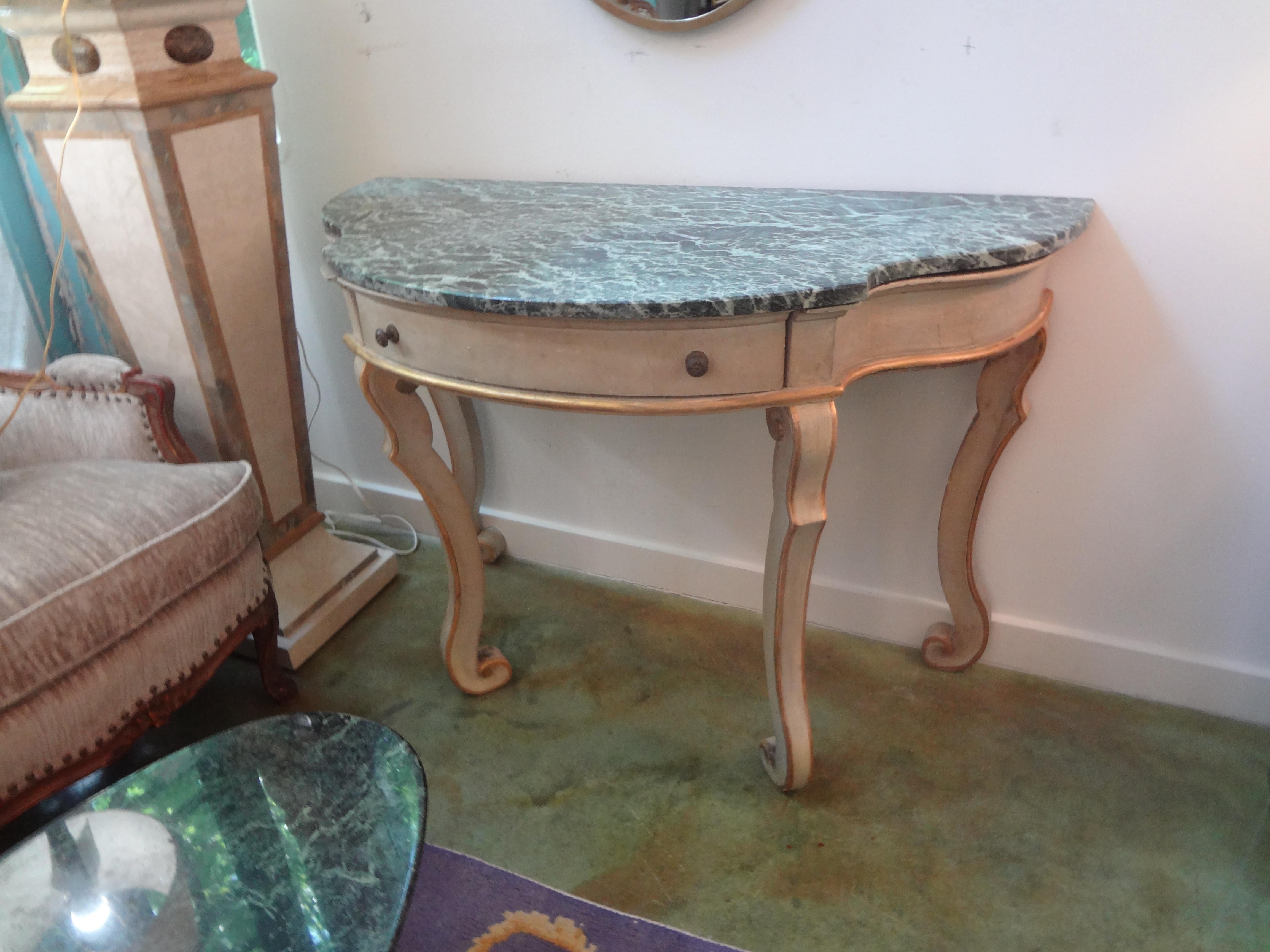 Pair of Italian Console Tables, Painted and Giltwood  For Sale 4