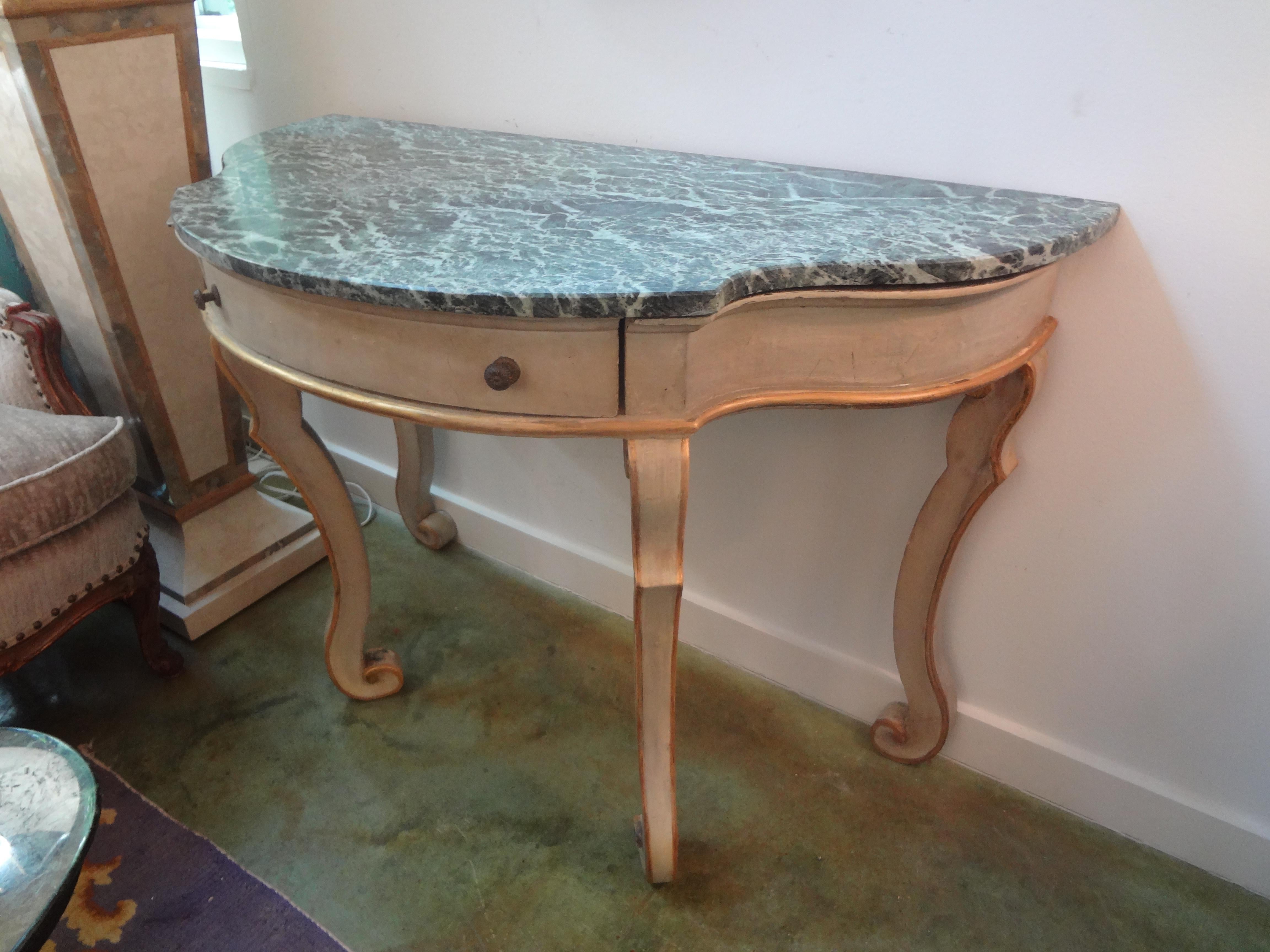 Pair of Italian Console Tables, Painted and Giltwood  For Sale 2