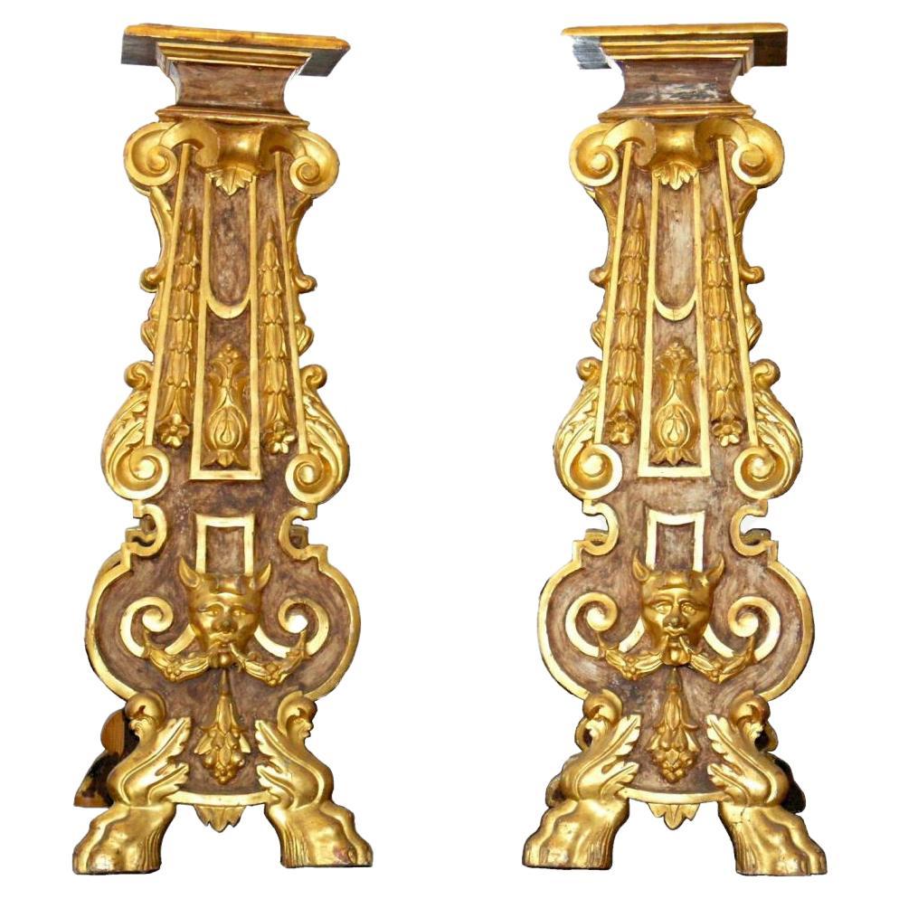 Pair of Italian Painted and Giltwood Stands, circa 1780 For Sale 2