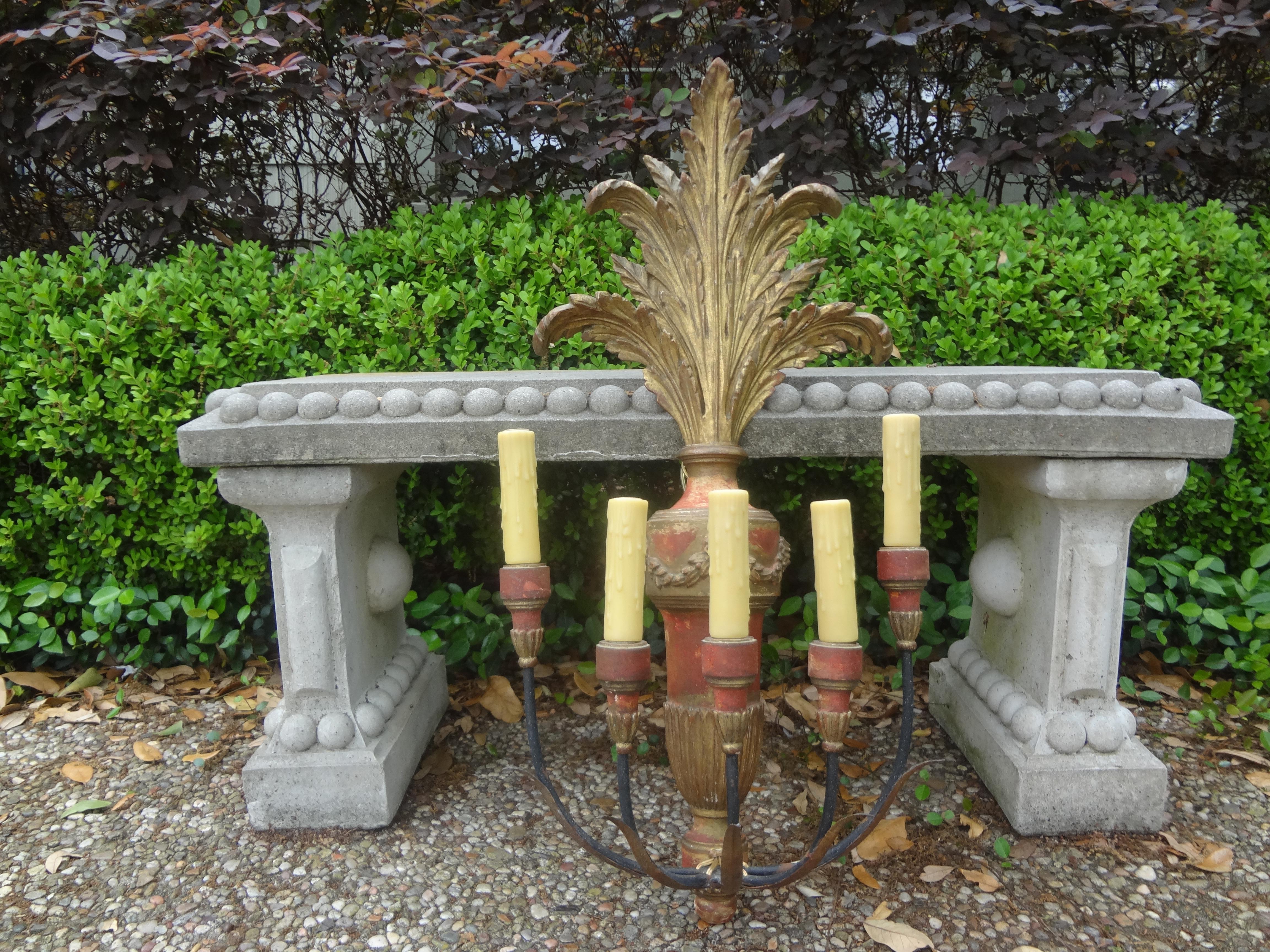 Pair of Italian Painted and Parcel Giltwood Plume Sconces For Sale 8