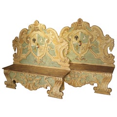 Pair of Italian Painted Armorial Cassapanca