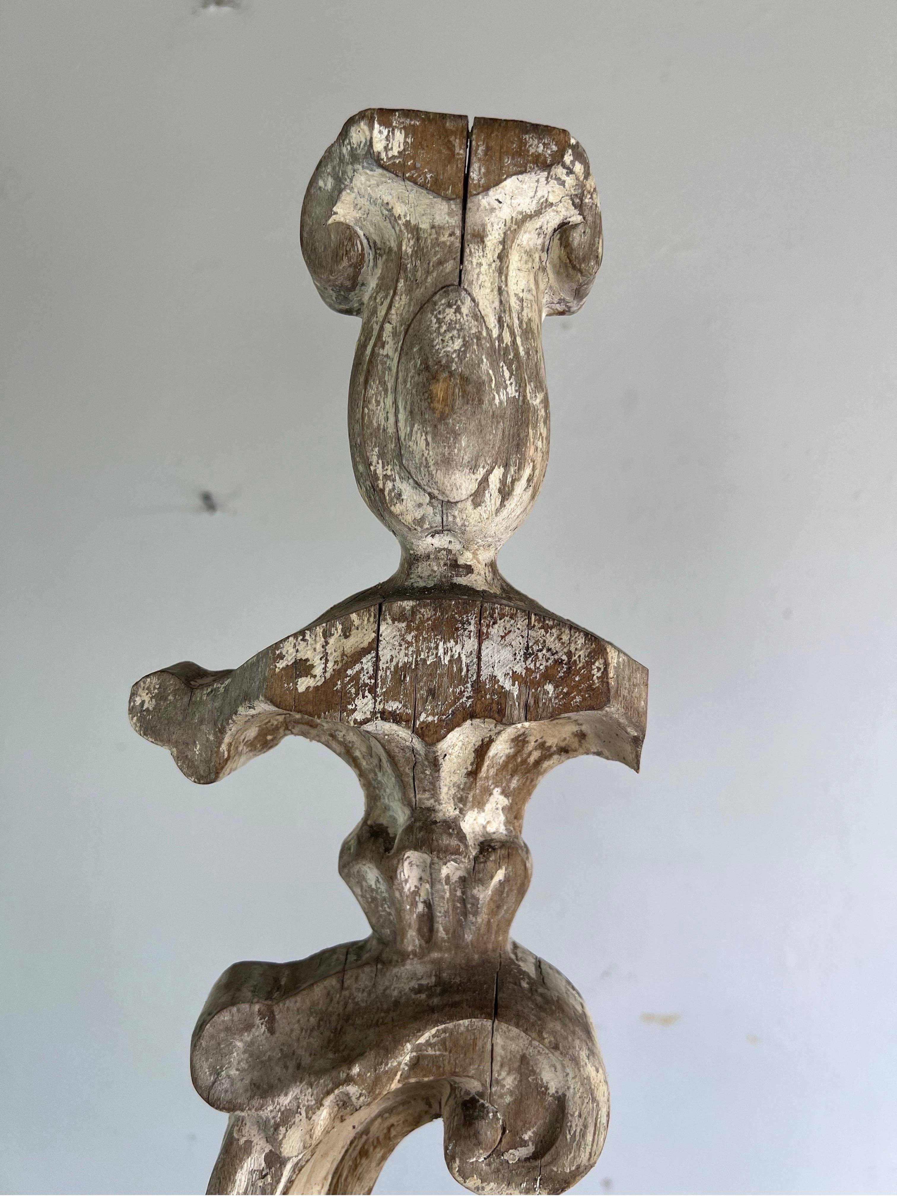 Softwood Pair of Italian Painted Candleholders-20th Century