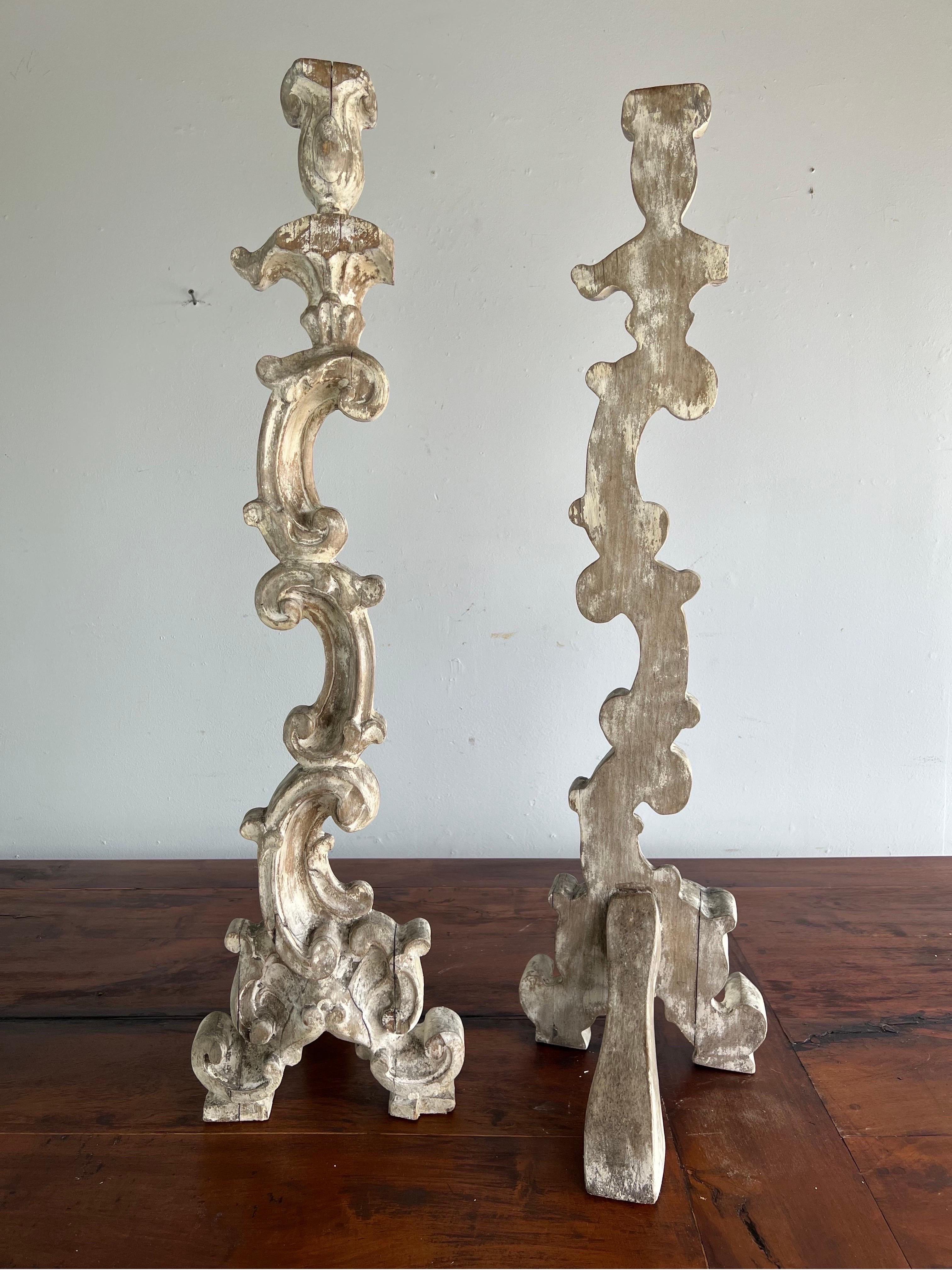 Pair of Italian Painted Candleholders-20th Century 3