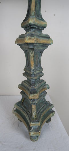 Pair of Italian Painted Candlestick Lamps with Parchment Shades