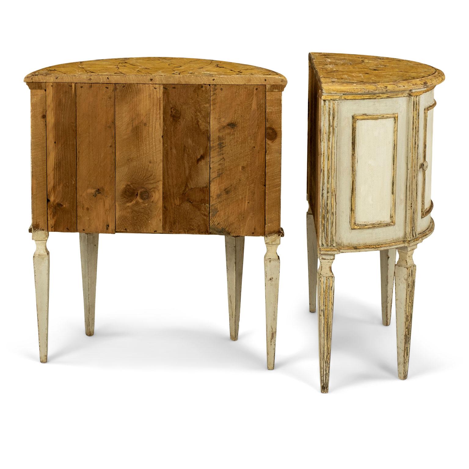 Pair of Italian Painted Demilune Console Tables In Good Condition In Houston, TX
