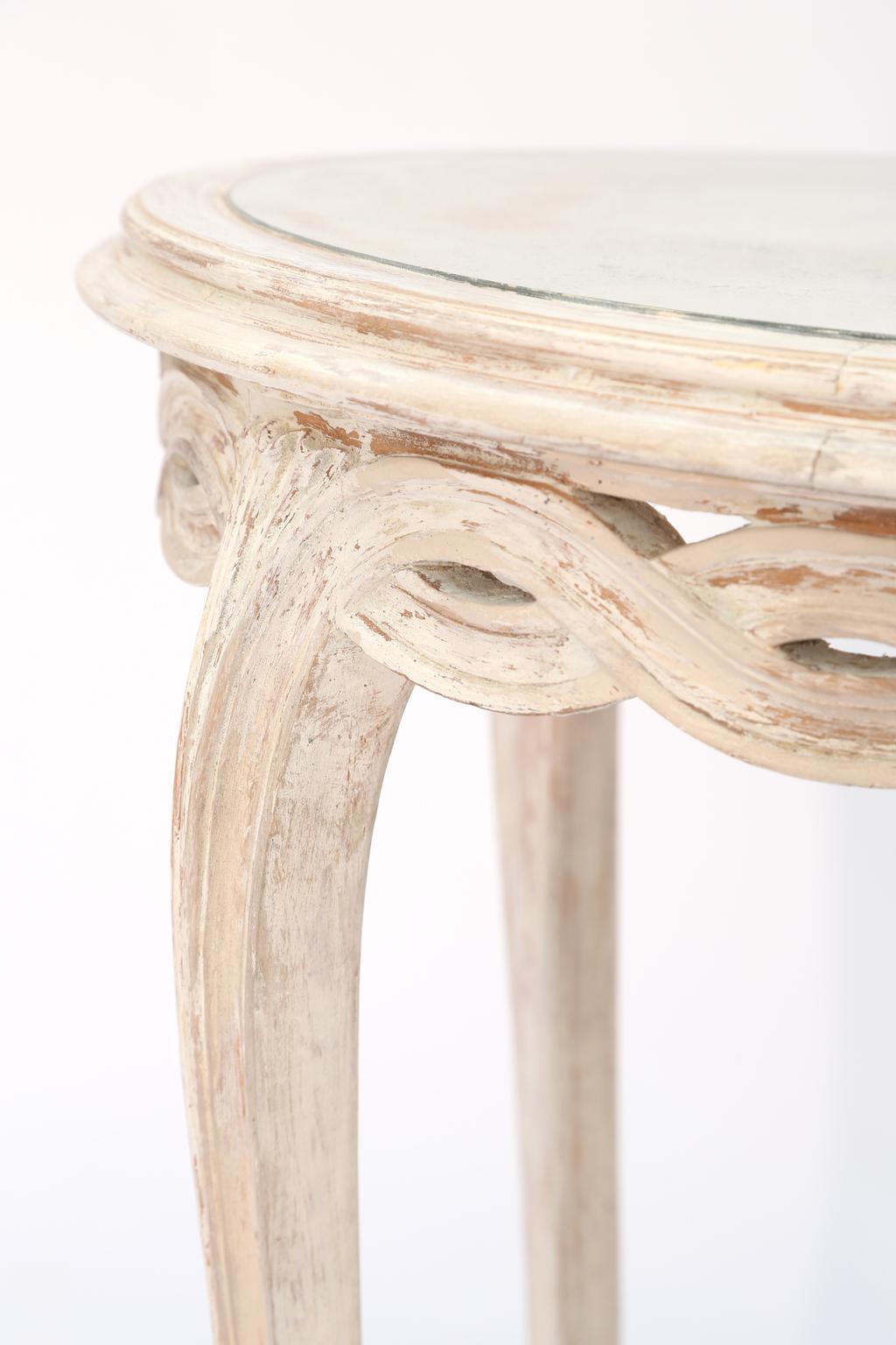 Pair of Italian Painted End Tables with Mirrored Tops 1