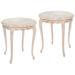 Pair of Italian Painted End Tables with Mirrored Tops