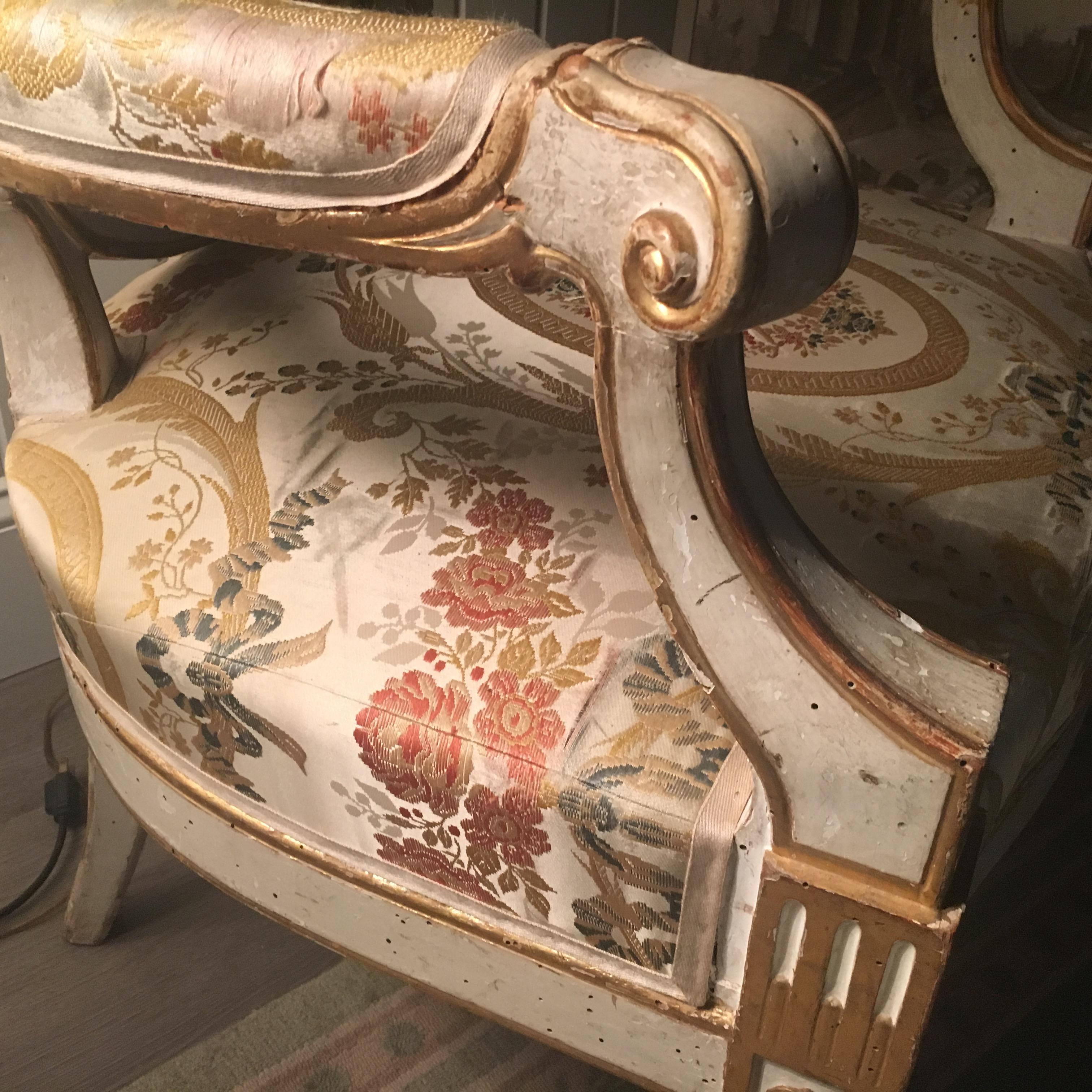 Important Pair of Italian Painted Fauteuils Florence, 18th Century For Sale 1