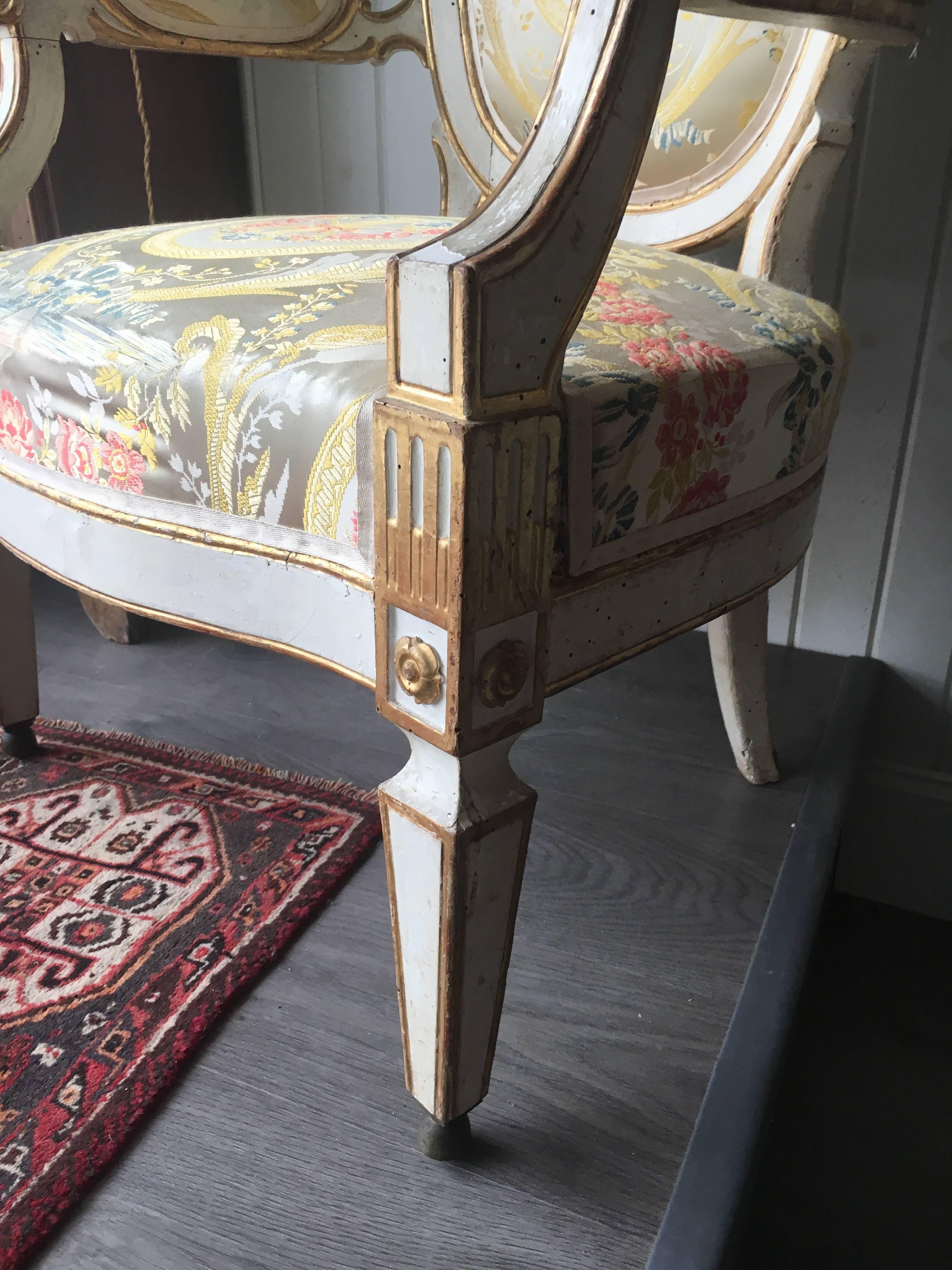 Important Pair of Italian Painted Fauteuils Florence, 18th Century In Excellent Condition For Sale In Buchanan, MI