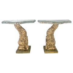 Pair of Italian Painted 
Gilt Wood Consoles