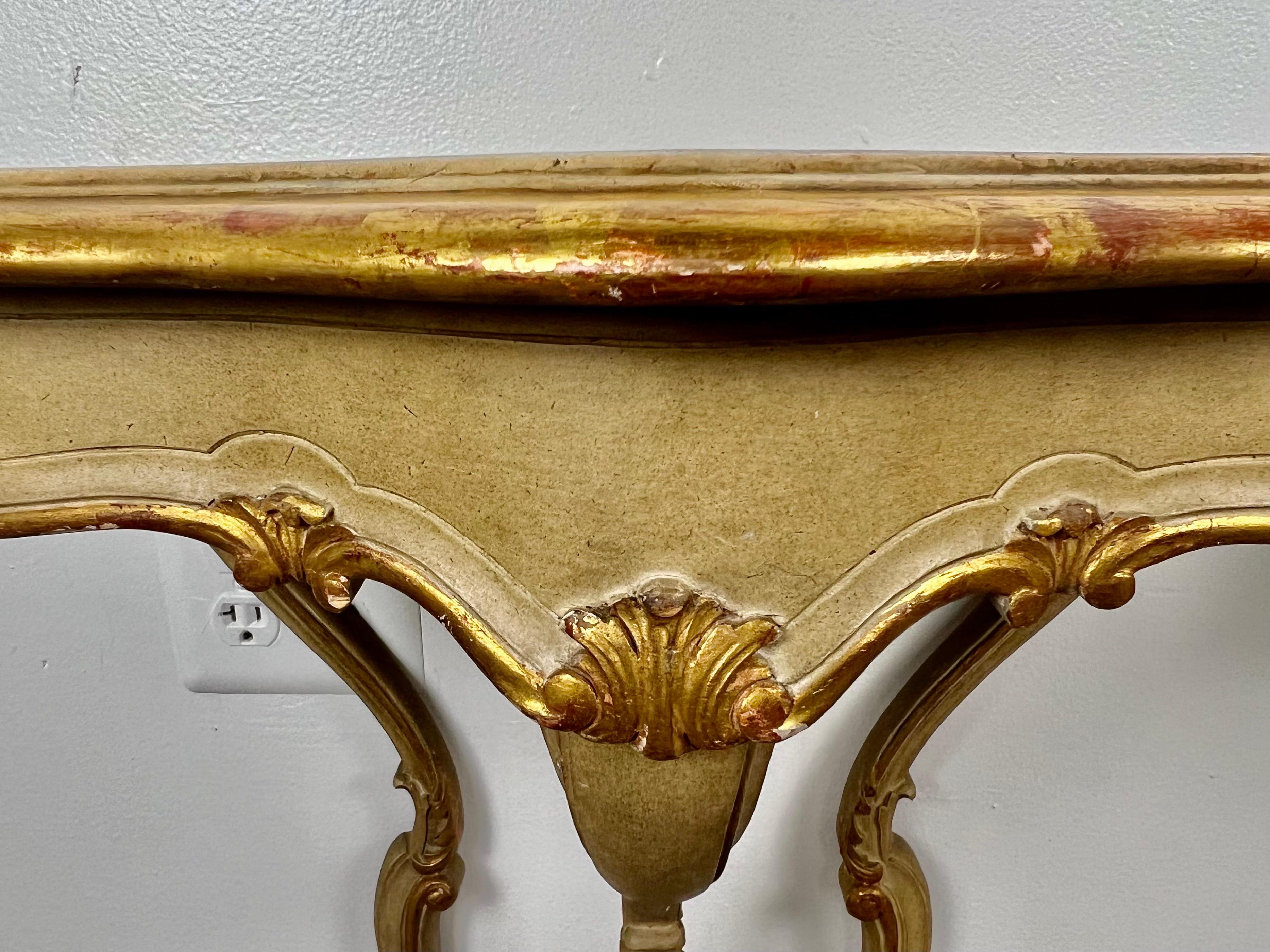 Pair of Italian Painted & Parcel Gilt Consoles w/ Drawers For Sale 3