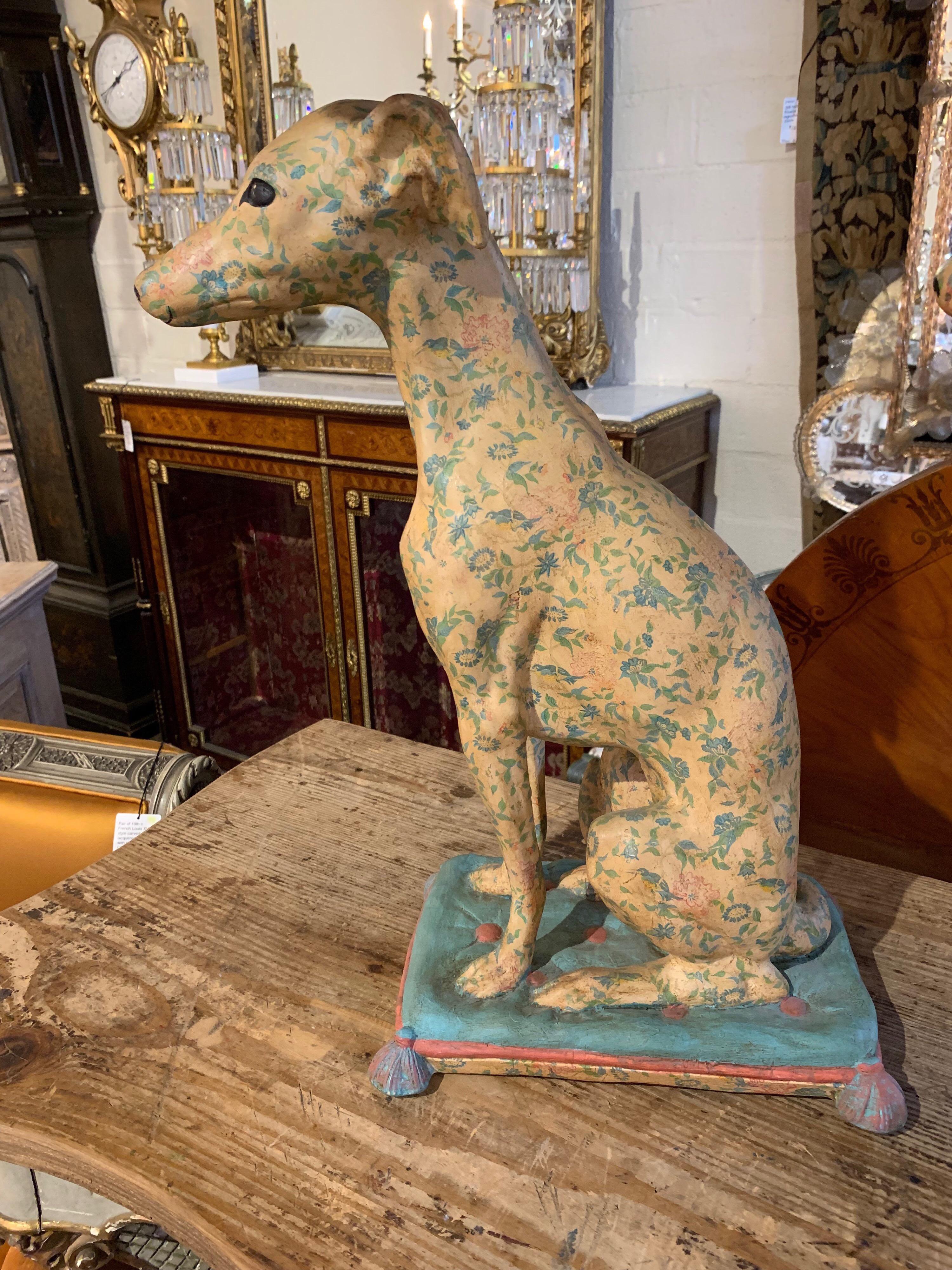 Hand-Painted Pair of Italian Painted Terra Cotta Whippets