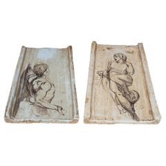 Pair of Italian Painted Tiles