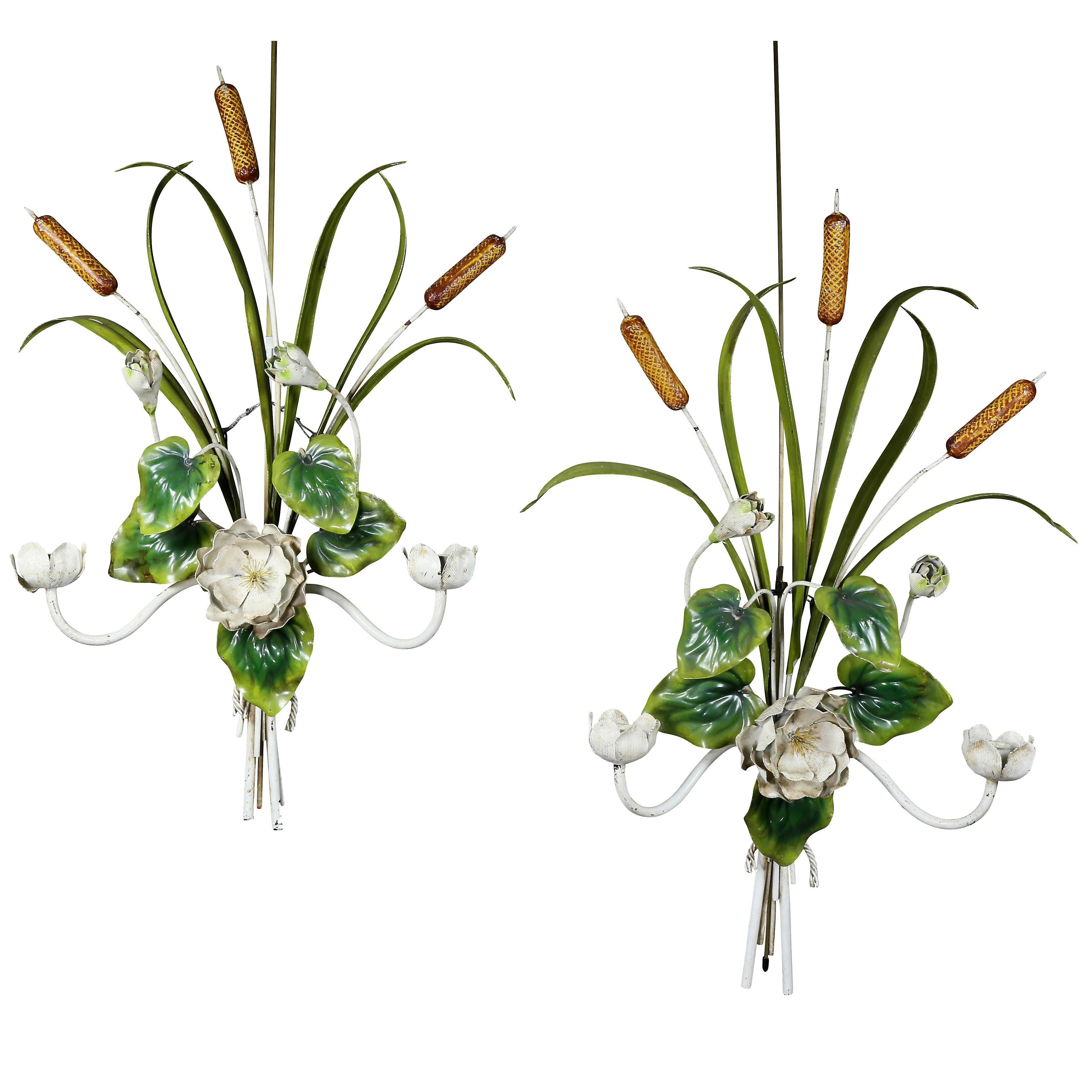 Pair of Italian Painted Tole Wall Sconces