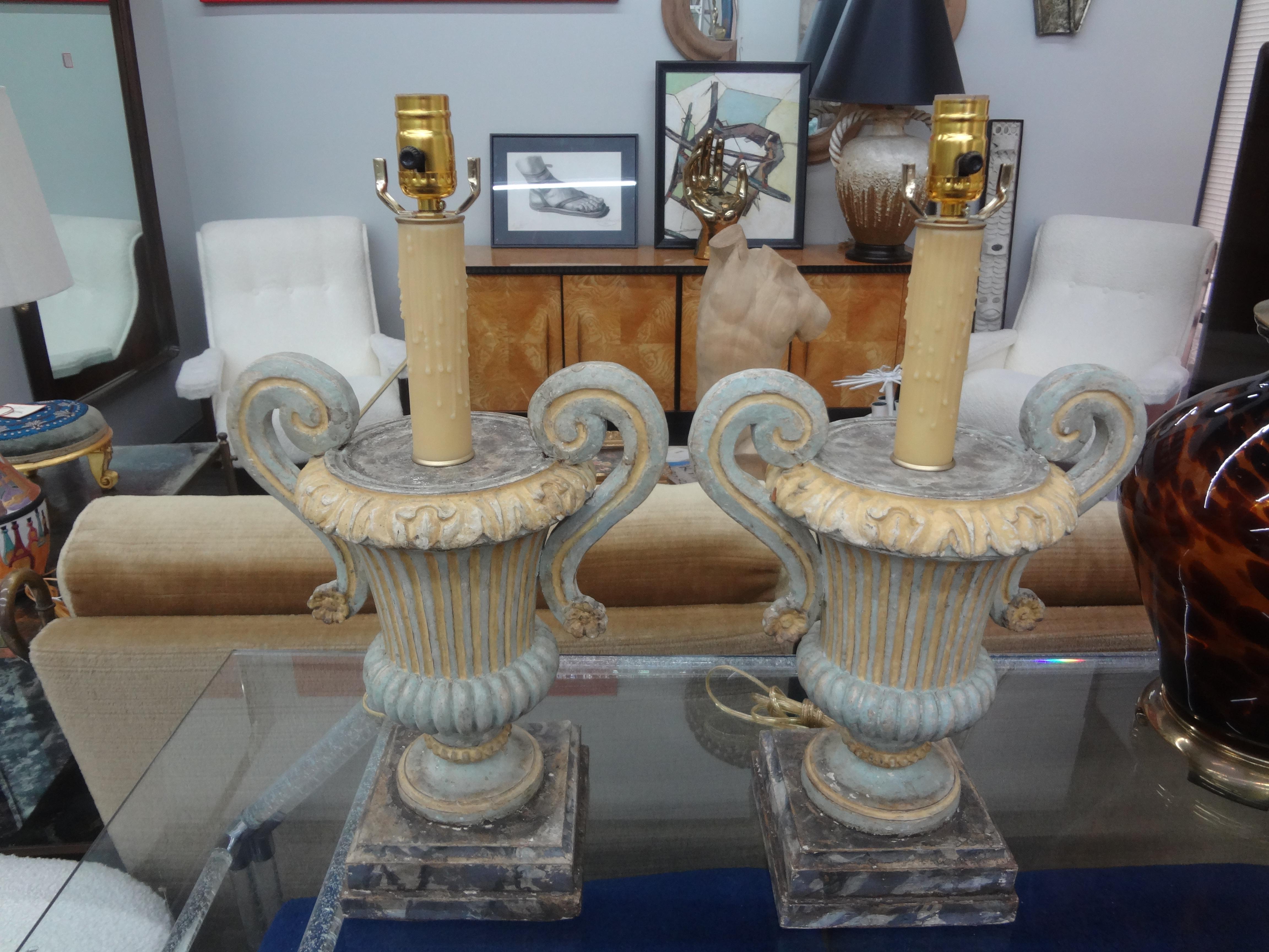 Pair of Italian Painted Urn Form Lamps For Sale 5