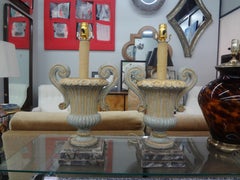 Pair of Italian Painted Urn Form Lamps