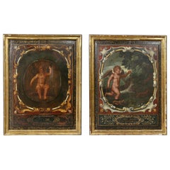 Pair of Italian Painted Wood Panels