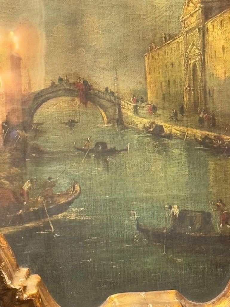 Pareja de cuadros italianos con una escena del puerto de Venecia en Bueno estado para la venta en Dallas, TX