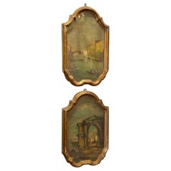 Pair of Italian Painting with a Venice Harbor Scene