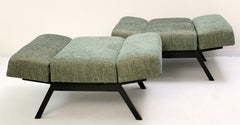 Pair of Italian "Panchetto" Reclining Chairs by IPE, New Green Upholstery