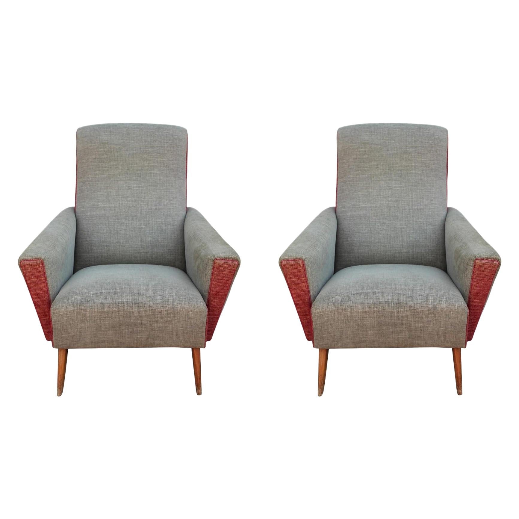 Pair of Italian Paola Buffa Style Modern or Postmodern Club Lounge Chairs COM