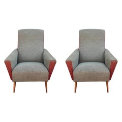 Pair of Italian Paola Buffa Style Modern or Postmodern Club Lounge Chairs COM