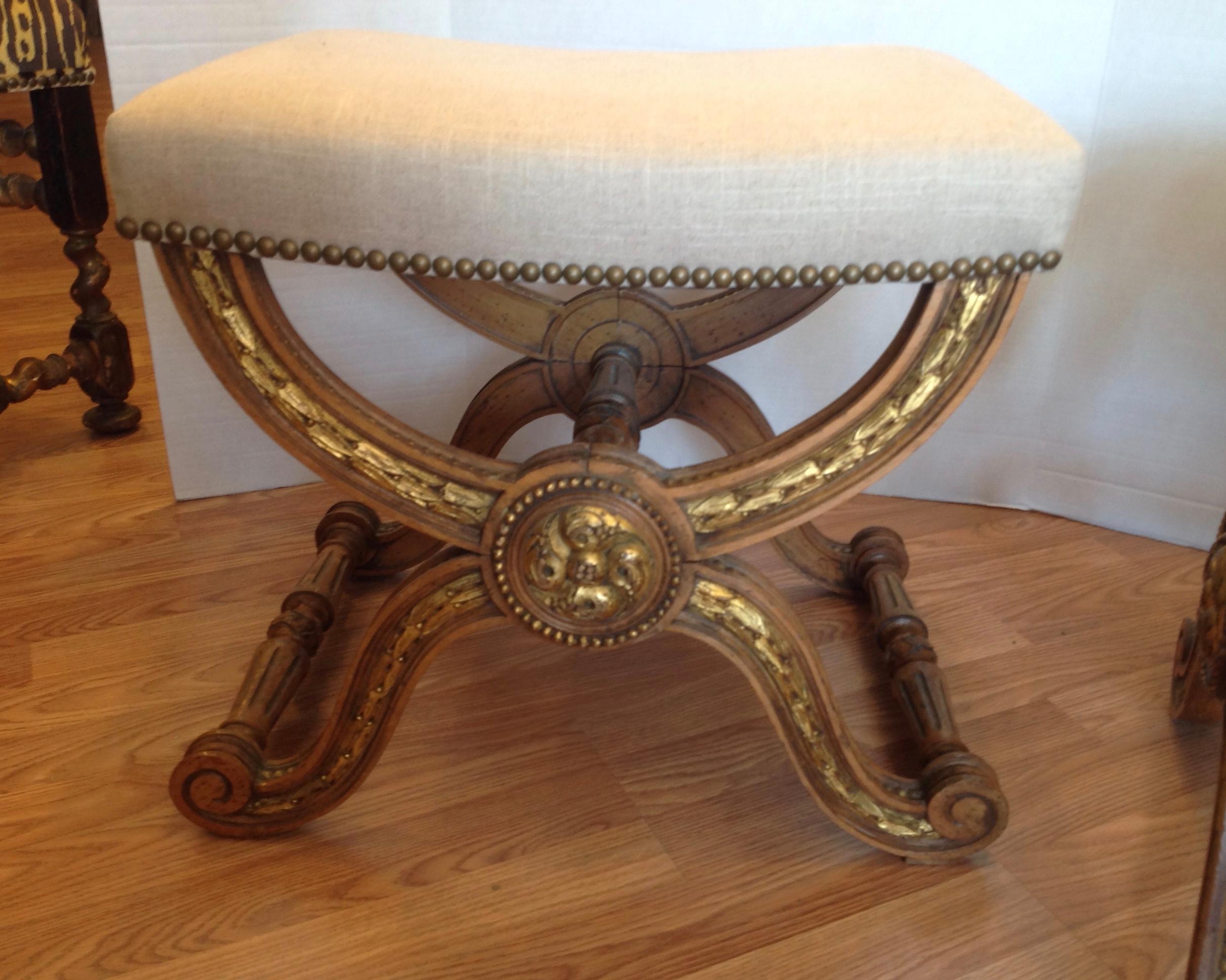 Pair of Italian Parcel-Gilt Benches 2