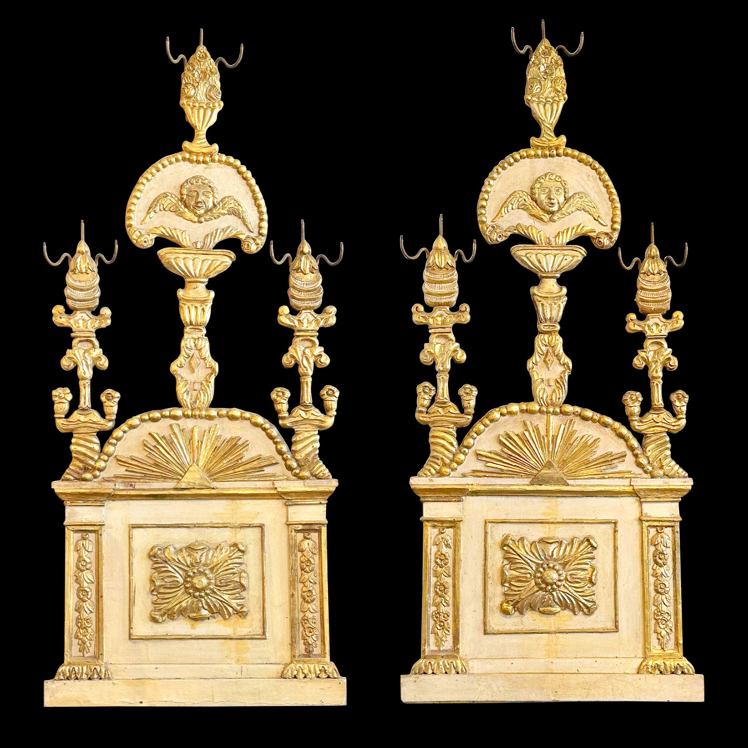 Pair of Italian Parcel Paint and Giltwood Panels, circa 1730 For Sale 5