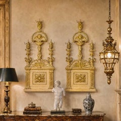 Pair of Italian Parcel Paint and Giltwood Panels, circa 1730