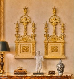 Pair of Italian Parcel Paint and Giltwood Panels, circa 1730