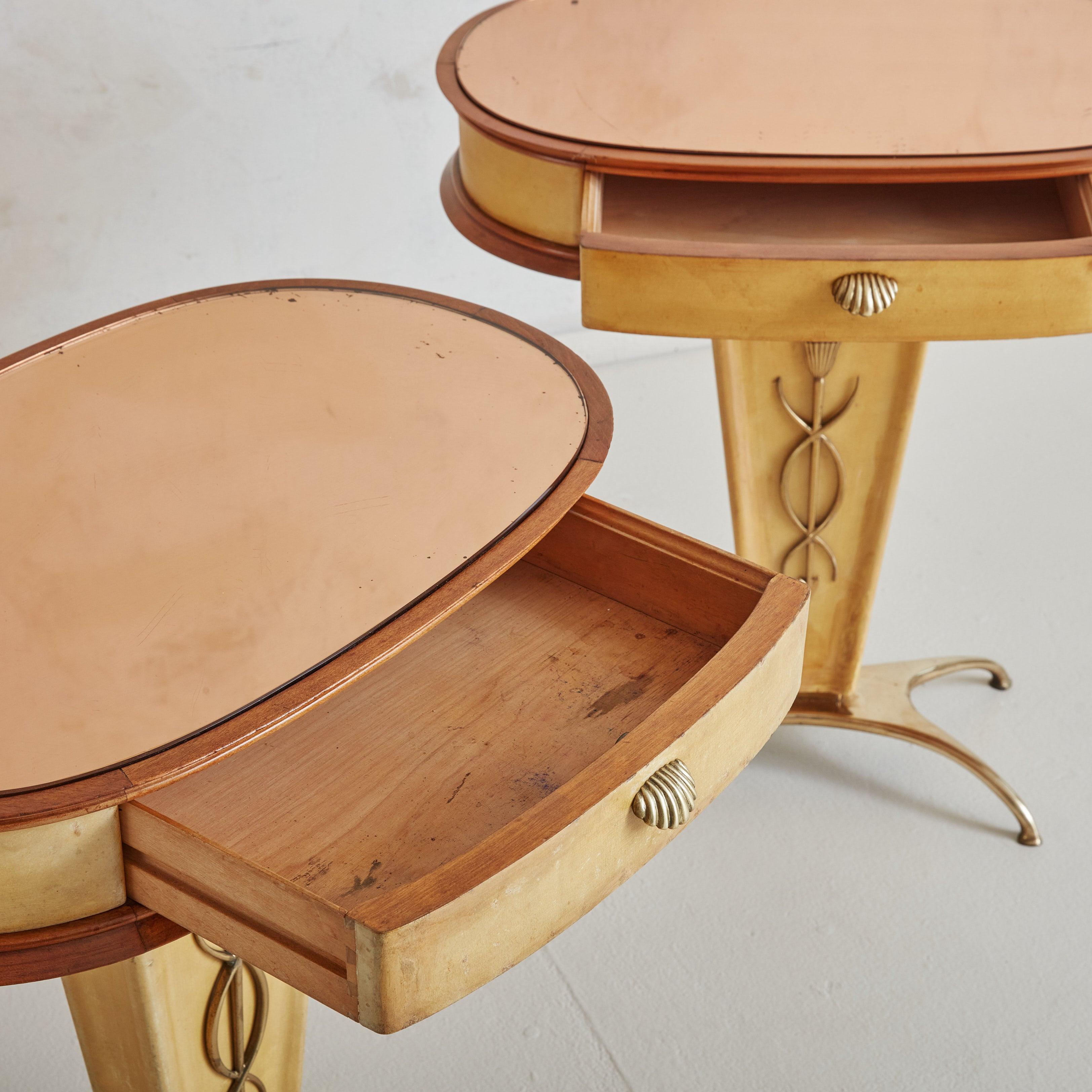 Modern Pair of Italian Parchment Nightstands Attributed to Paolo Buffa, 1950s