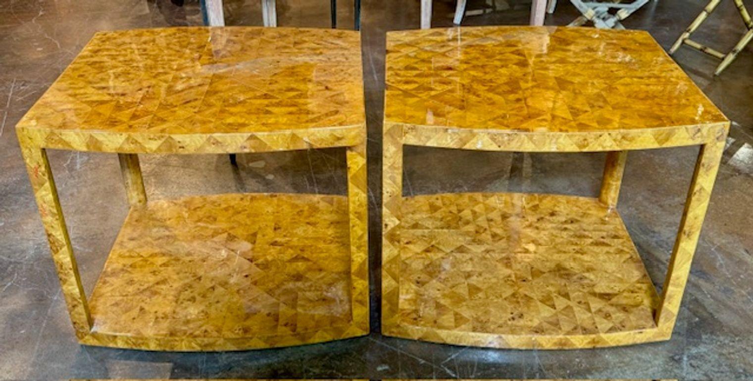 Pair of Italian Parquetry Side Tables In Good Condition For Sale In Dallas, TX