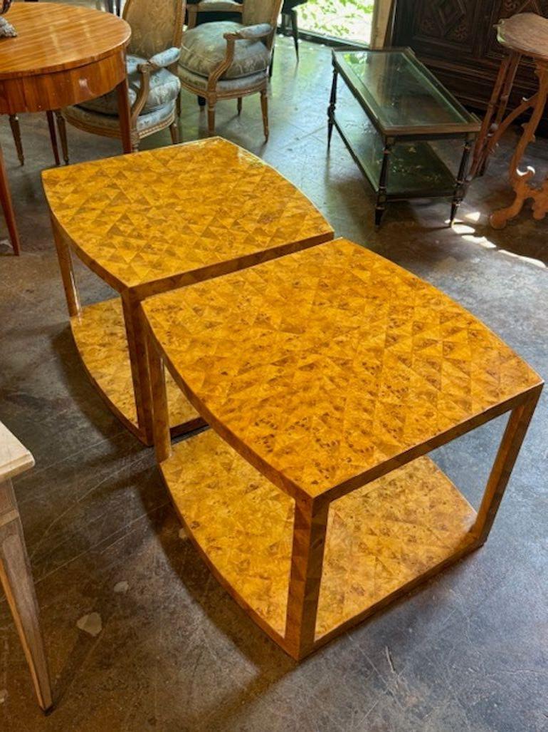 Maple Pair of Italian Parquetry Side Tables For Sale