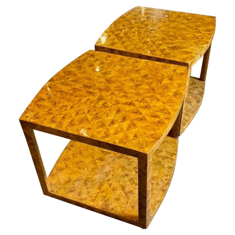 Pair of Italian Parquetry Side Tables For Sale