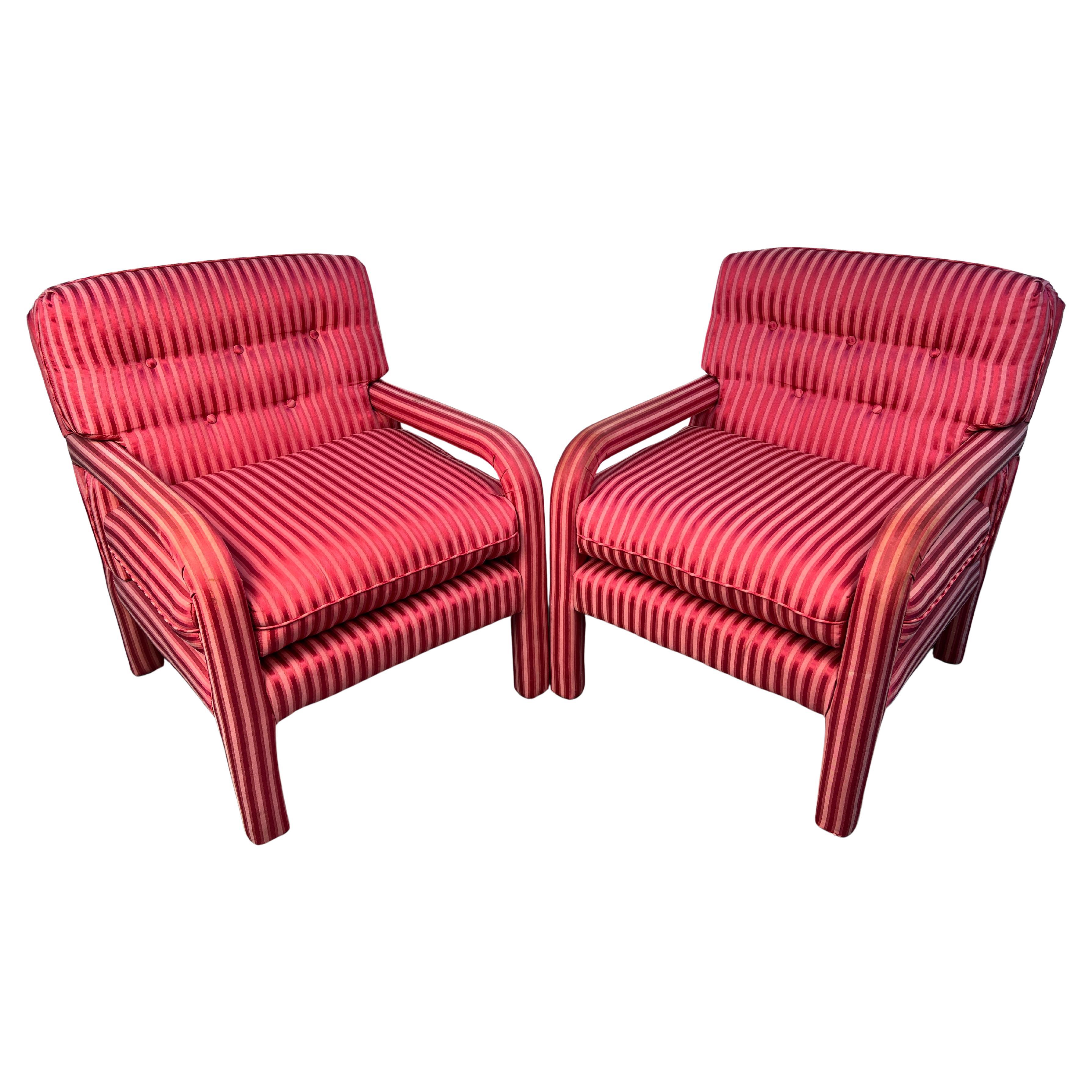 Pair of Italian Parsons-Style Lounge Chairs