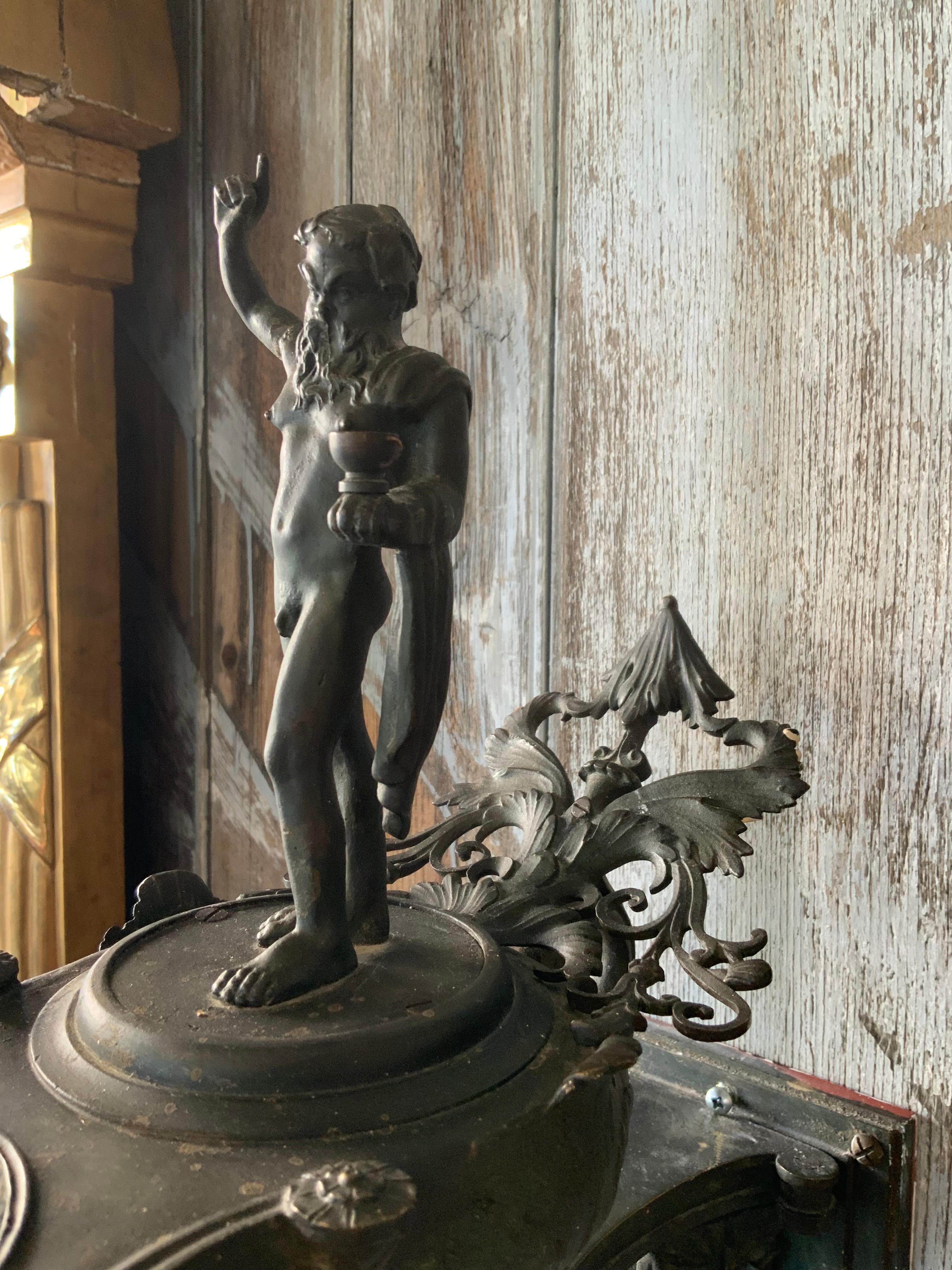 Pair of Italian Patinated Bronze Bacchus Lighted Wall Sconces 1