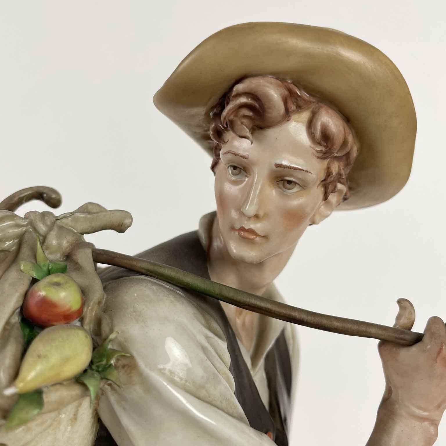 Pair of Italian Peasant Figures Allegory of Abundance by Cappe Giuseppe, 1960s In Good Condition In Milano, MI