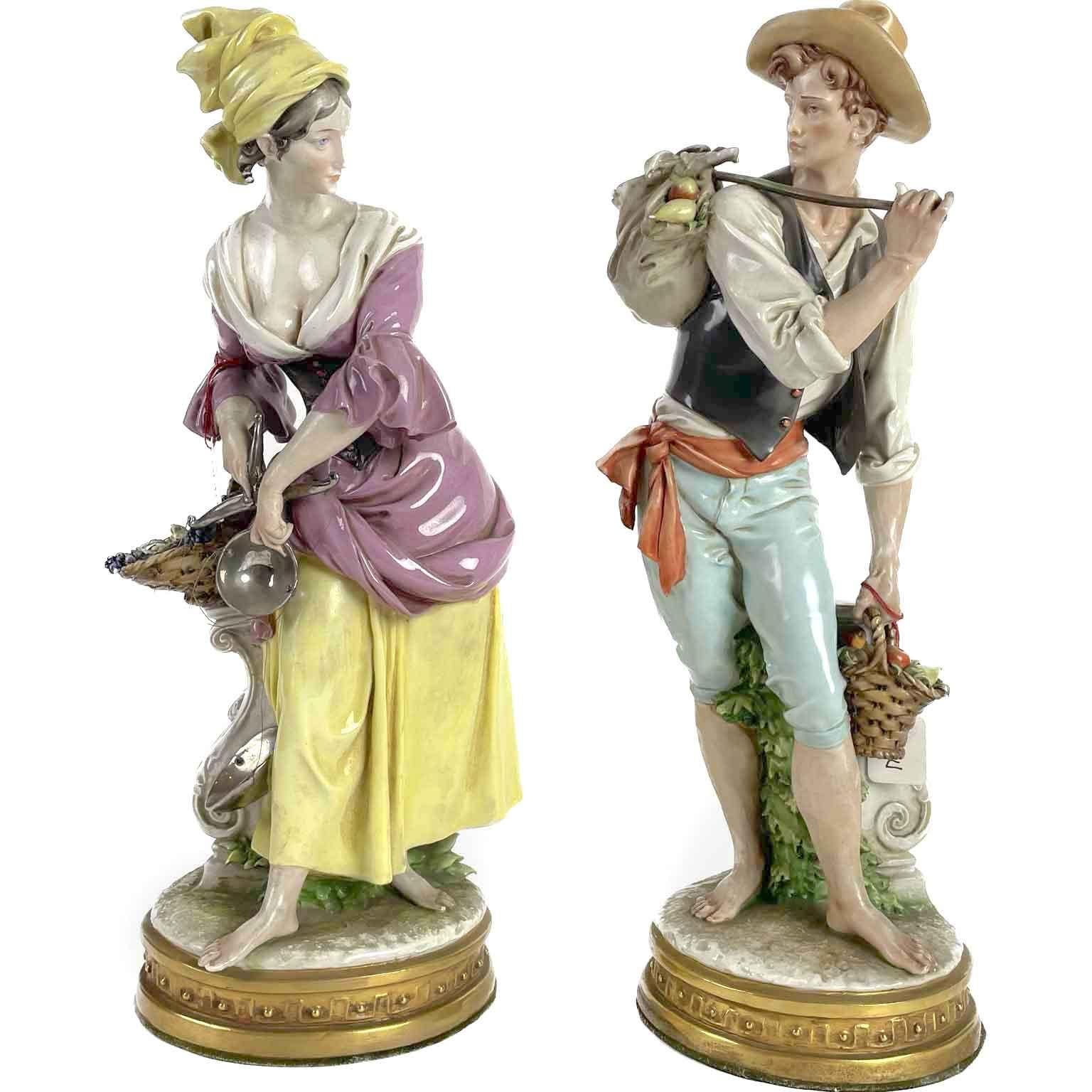 Pair of Italian Peasant Figures Allegory of Abundance by Cappe Giuseppe, 1960s For Sale 2