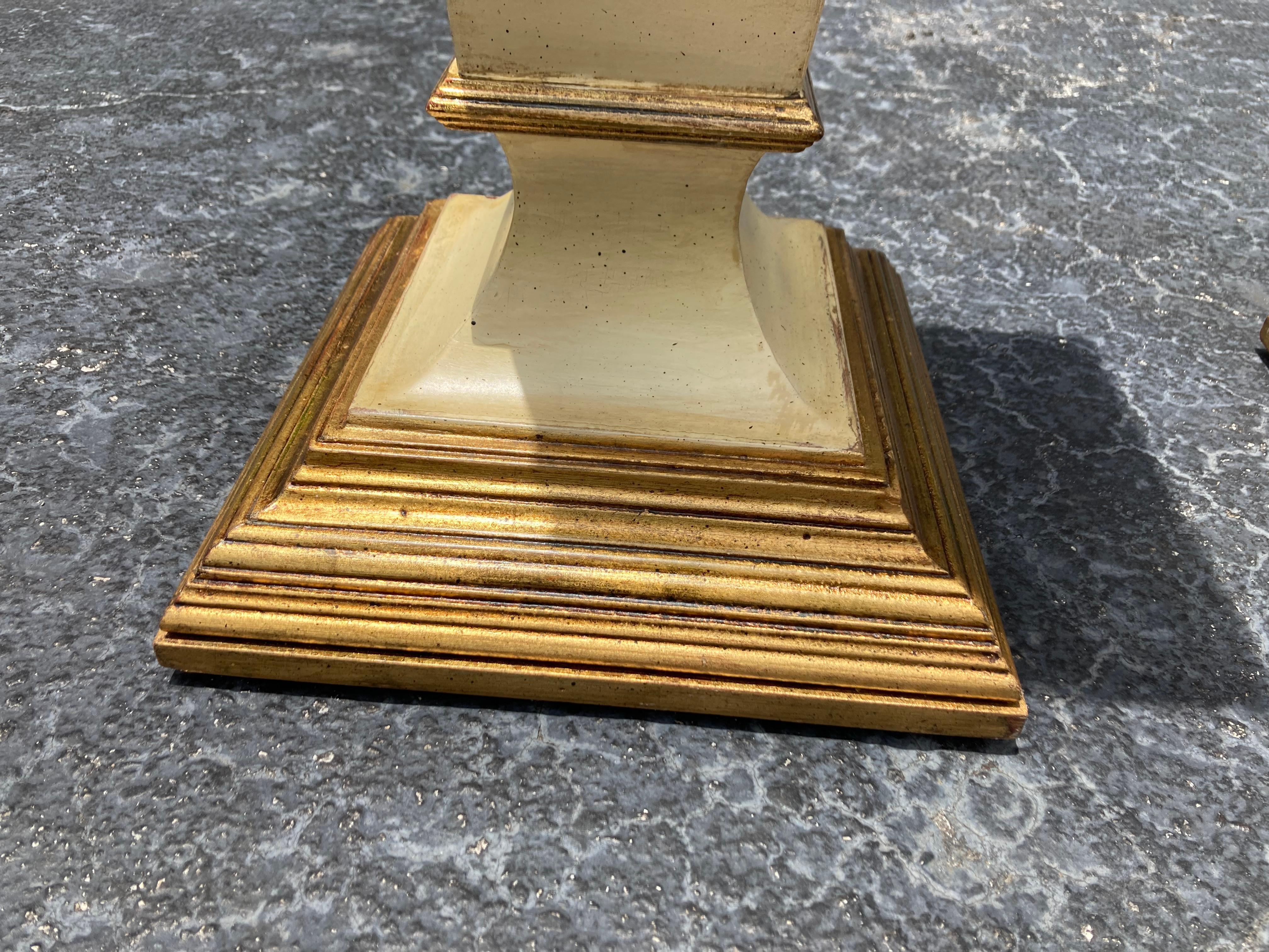 Pair of Italian Pedestals, Columns, Stand, Gold, Beige, 1950s For Sale 7