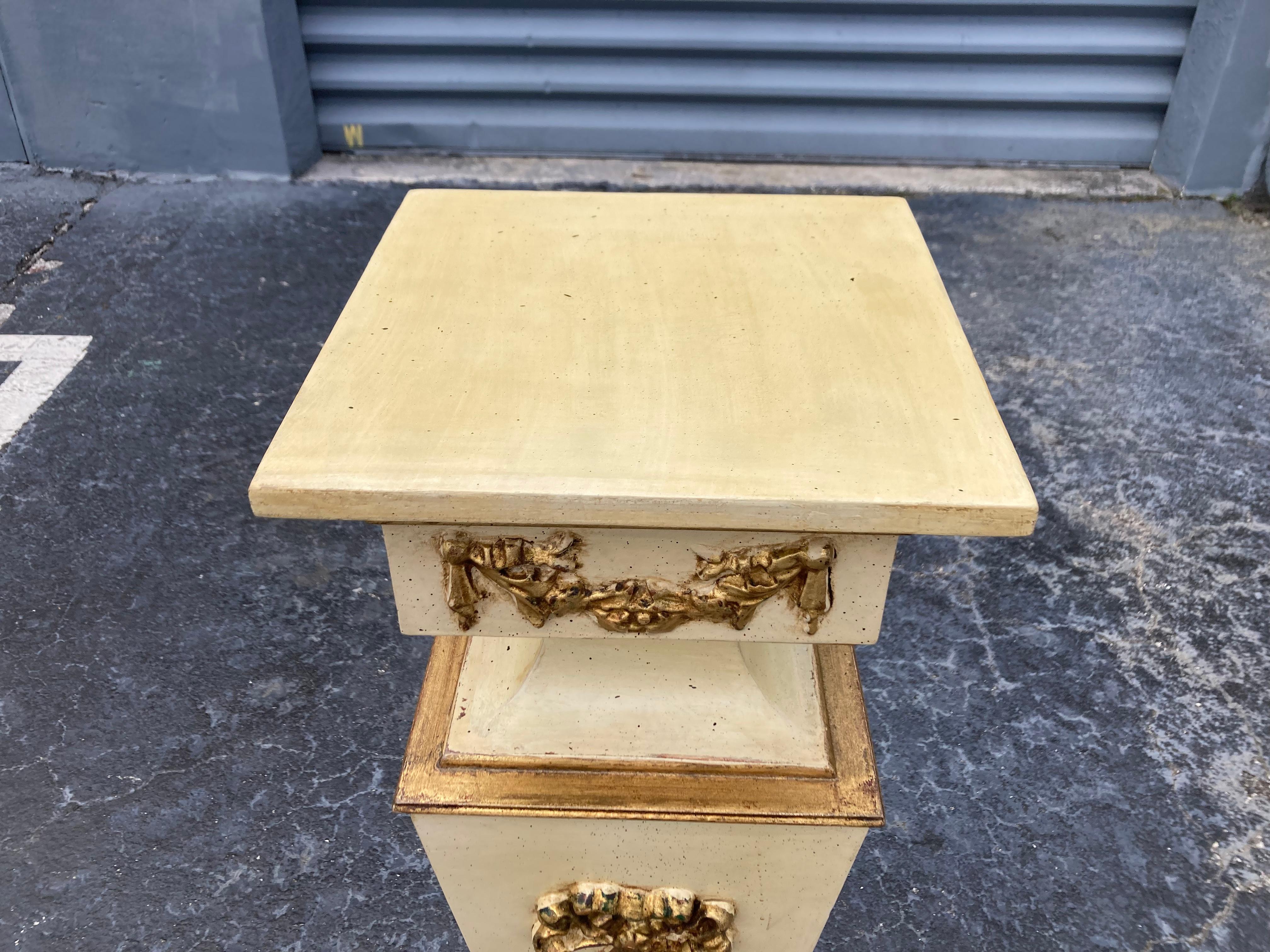 Pair of Italian Pedestals, Columns, Stand, Gold, Beige, 1950s For Sale 12