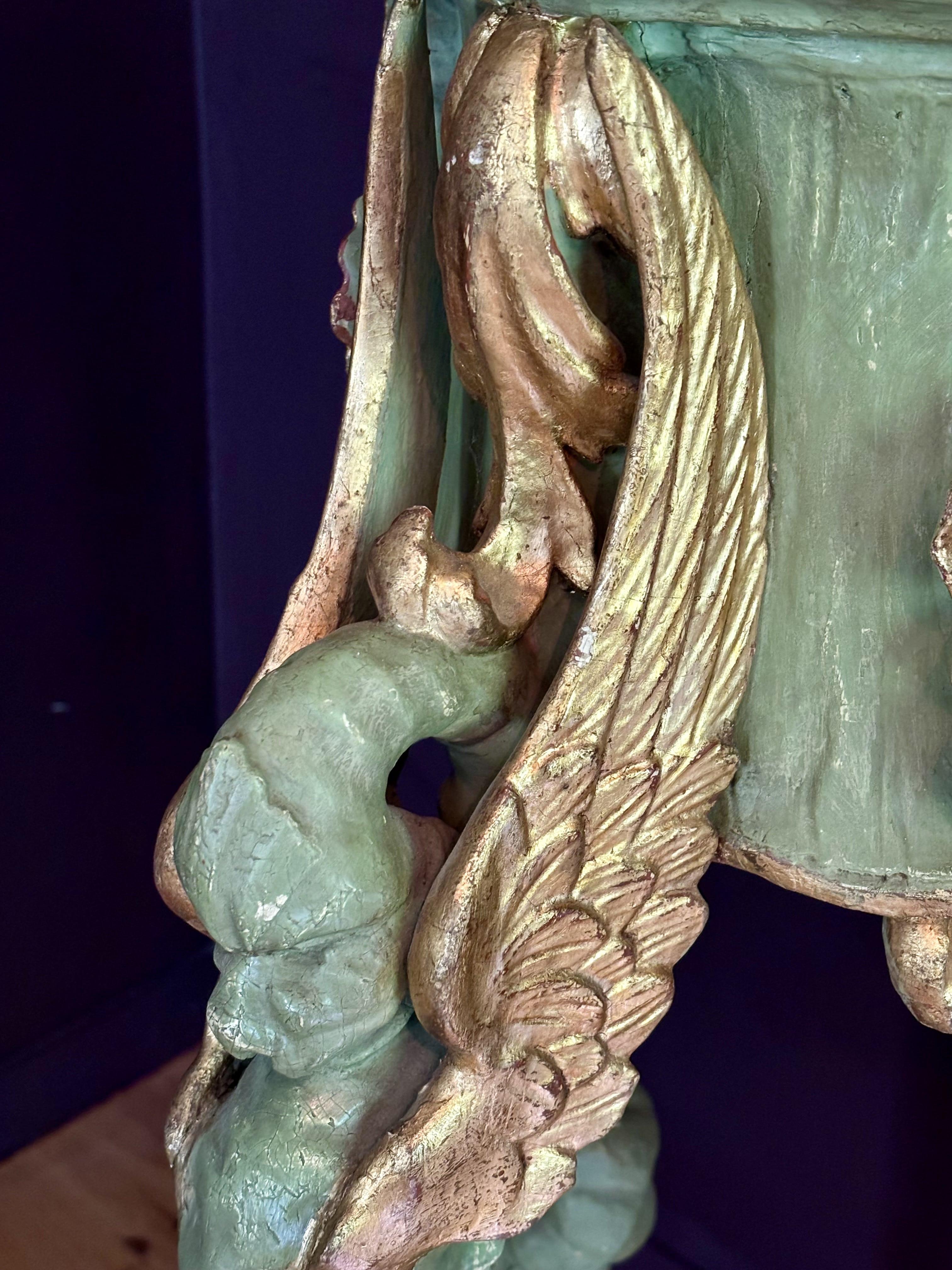 Pareja de pedestales italianos En madera dorada y pintada, S. XIX en venta 6