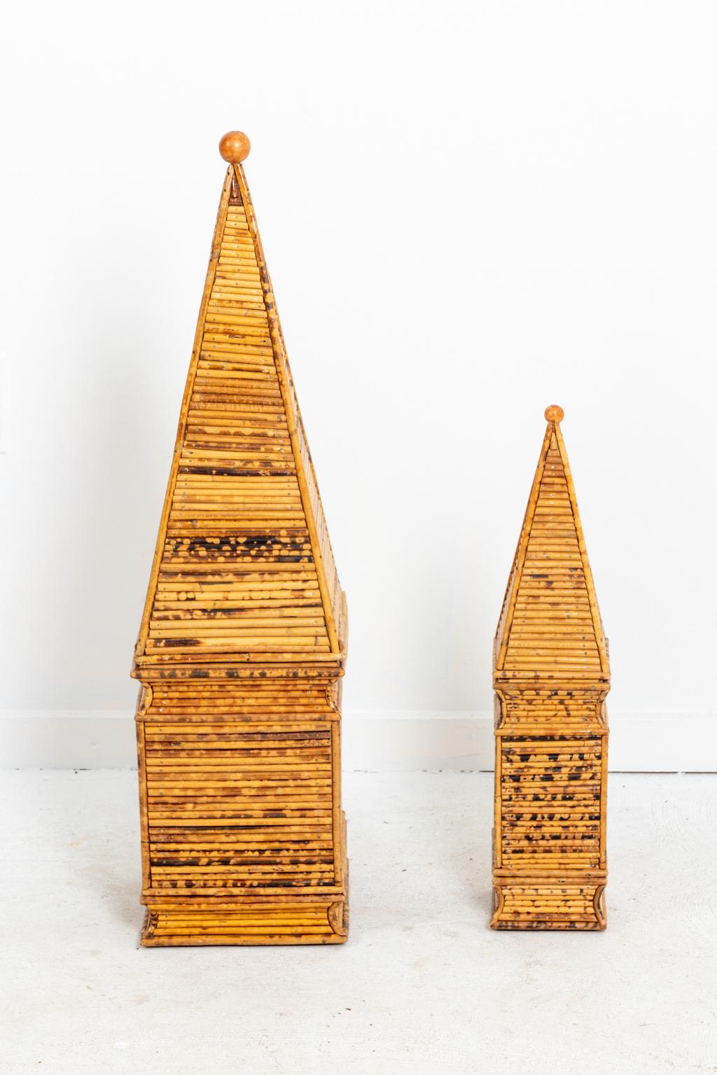 Pair of Italian Pencil Bamboo Obelisks 1