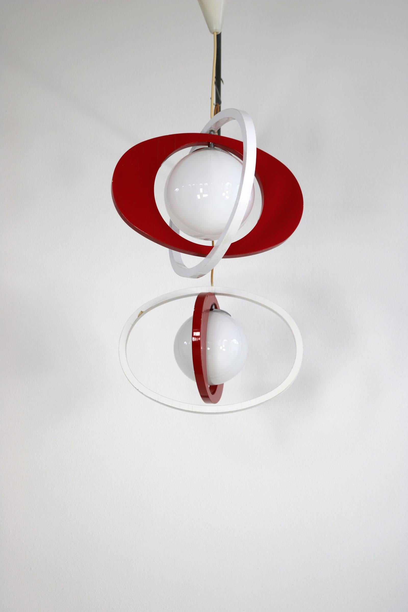 Glass Pair of Italian pendant lights, 1960s. For Sale