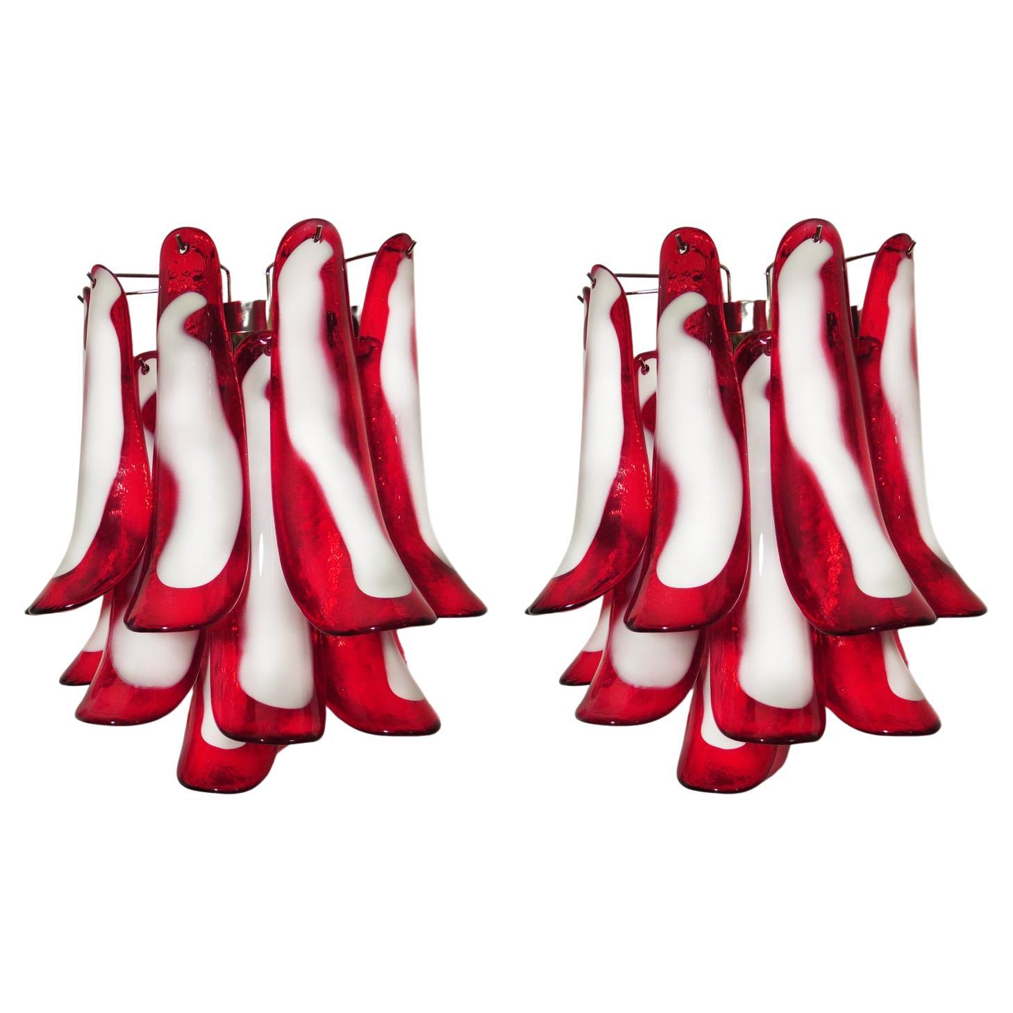 Paar italienische Petal Murano Wandleuchten