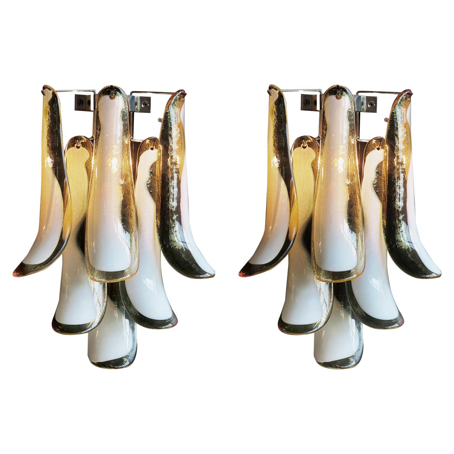 Pair of Italian Petal Murano sconces, Mazzega Style