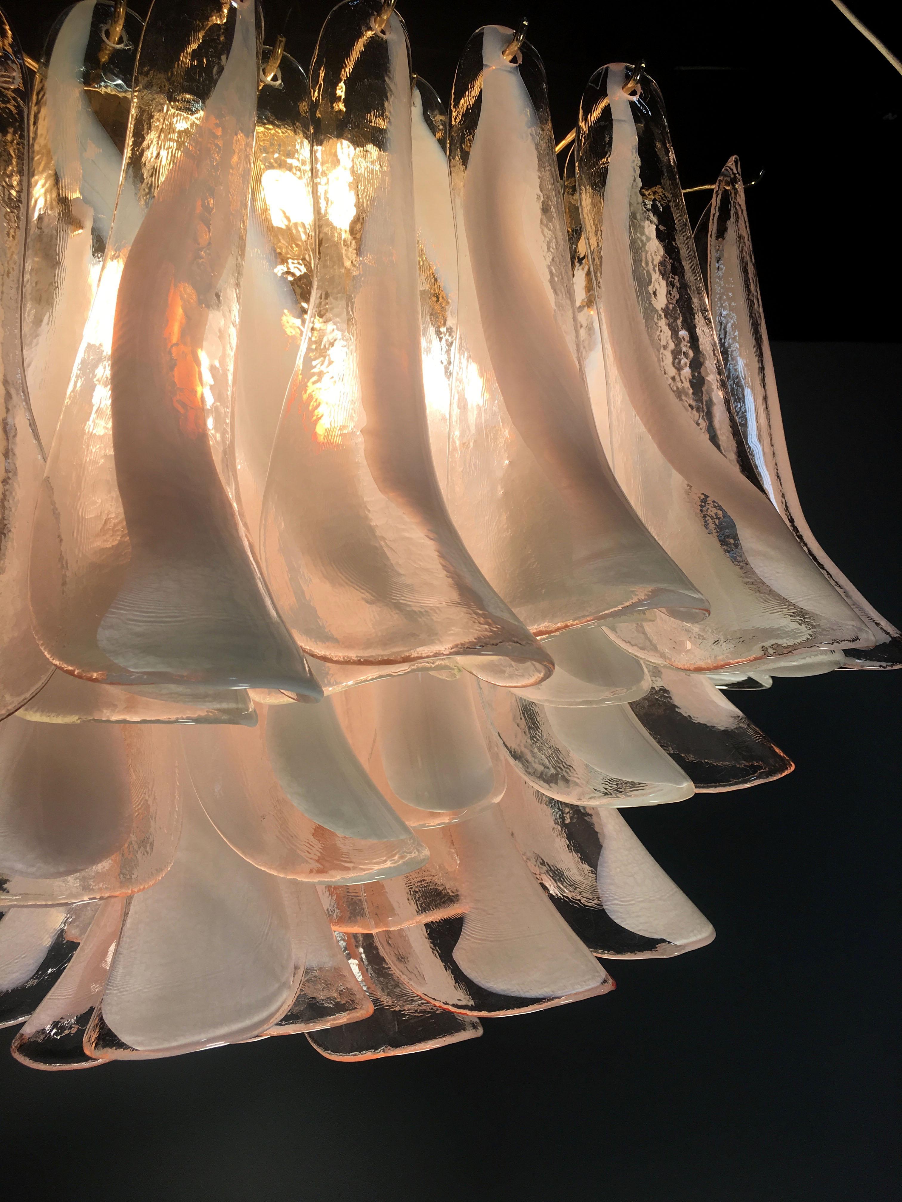 Pair of Italian 64 Petals Chandeliers Ceiling Light, Murano In Excellent Condition For Sale In Budapest, HU